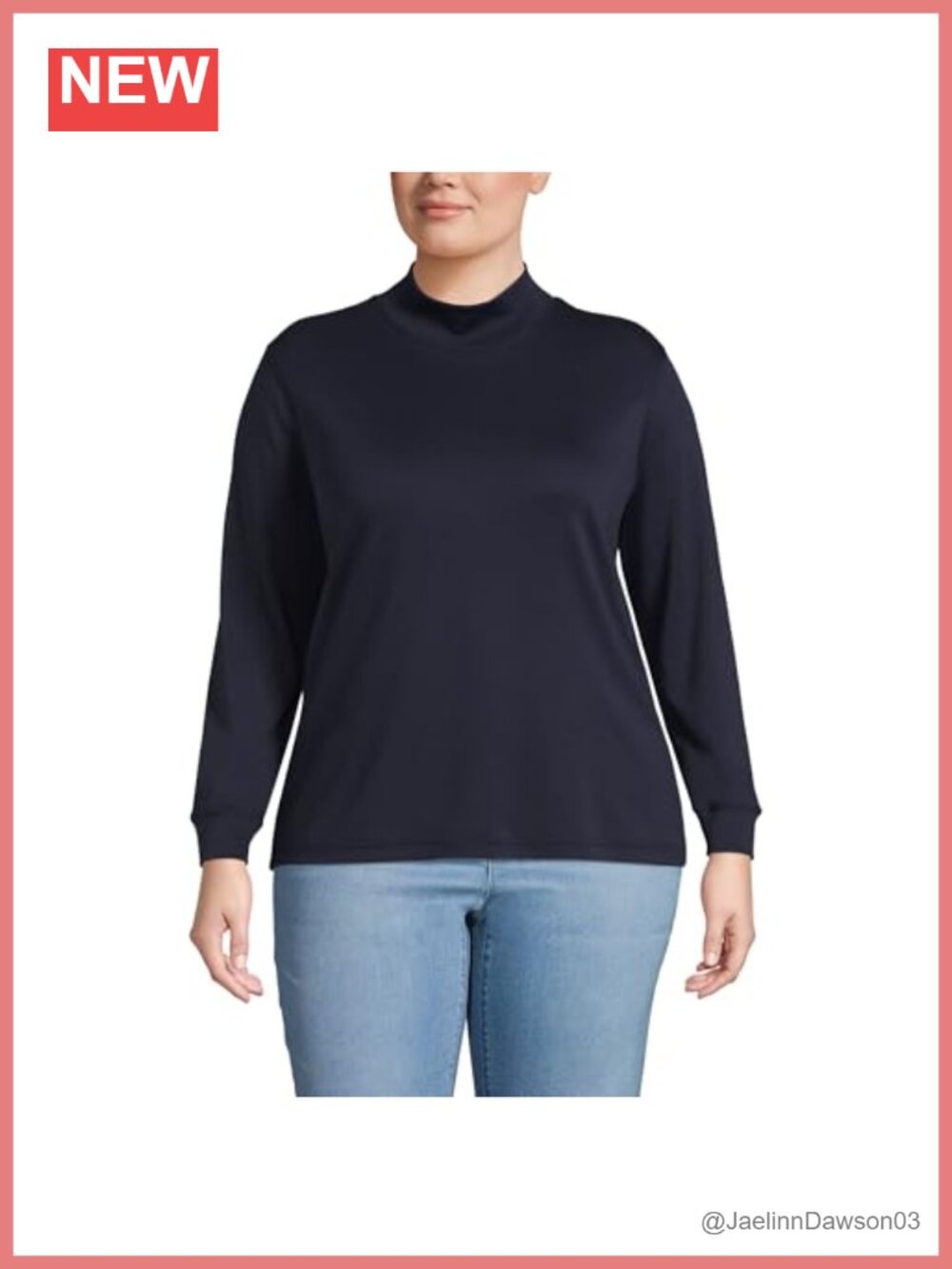 Supima Cotton Mock Turtleneck Long Sleeve Blouse